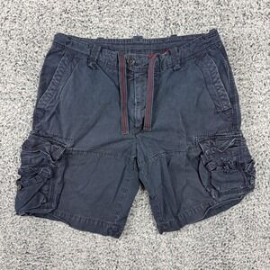 Vintage Polo Ralph Lauren Cargo Shorts Mens 36 Blue Canvas Drawstring 10" Inseam
